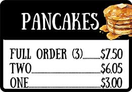 Pancakes: full order, two, one